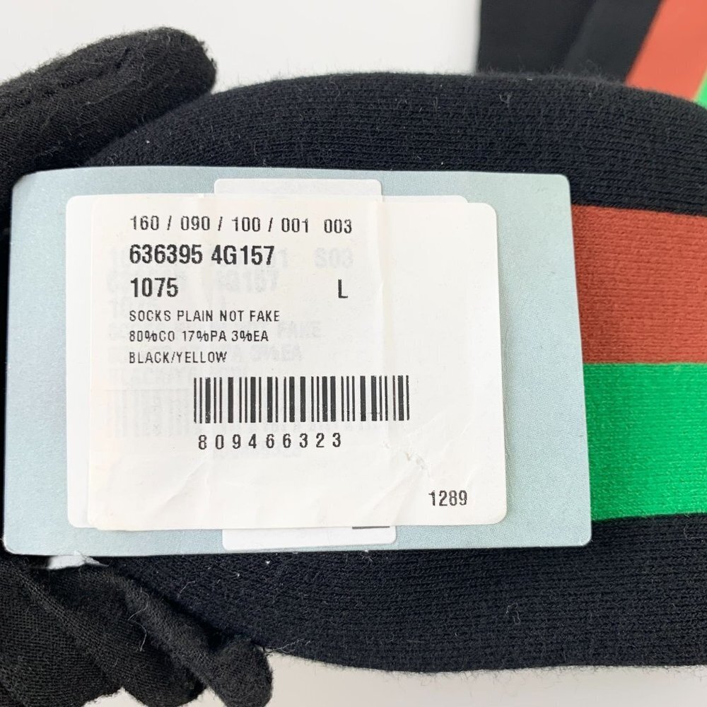 NWT Gucci Men's Fake/not Striped Knit Socks In Black Size L - Picture 7 of 10